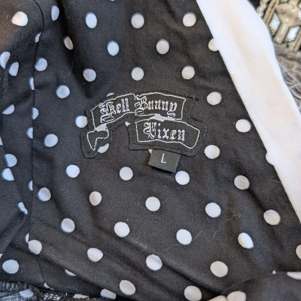 Hell Bunny Navy Polka Dot Midi Dress - Picture 7 of 7